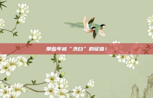 那些年被“洗白”的征信!