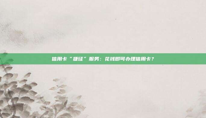 信用卡“捷径”服务:花钱即可办理信用卡?