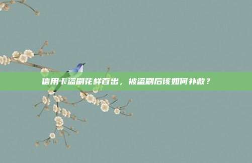 信用卡盗刷花样百出，被盗刷后该如何补救？