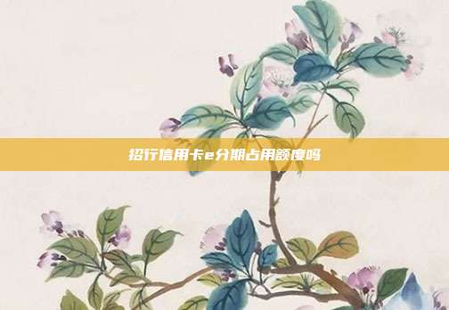 招行信用卡e分期占用额度吗