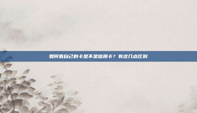 如何看自己的卡是不是信用卡？有这几点区别
