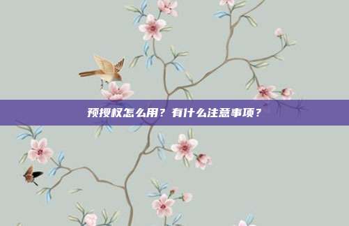 预授权怎么用?有什么注意事项?