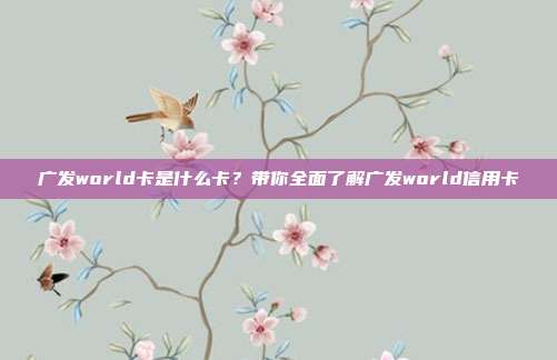广发world卡是什么卡？带你全面了解广发world信用卡