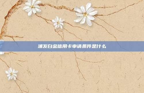 浦发白金信用卡申请条件是什么