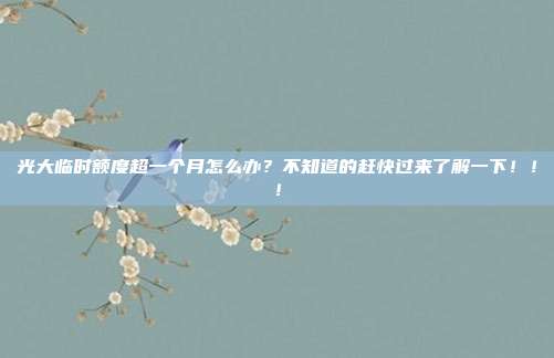 光大临时额度超一个月怎么办？不知道的赶快过来了解一下！！！