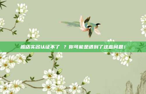 趣店实名认证不了 ?你可能是遇到了这些问题!