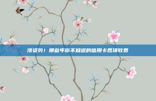 涨姿势！那些年你不知道的信用卡各项收费