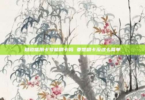 知道信用卡号能刷卡吗 要想刷卡没这么简单