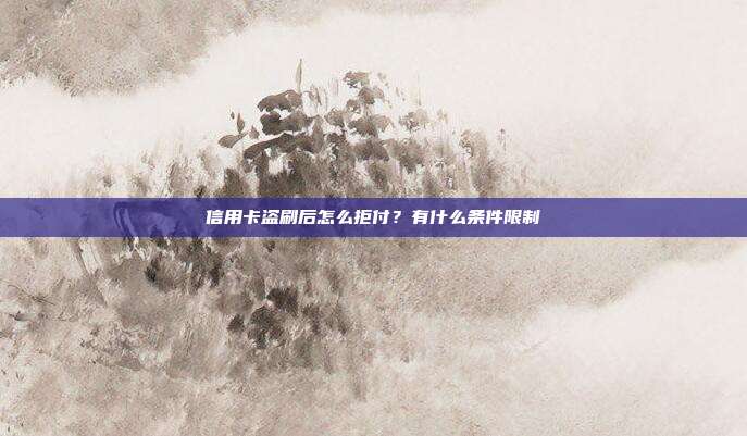 信用卡盗刷后怎么拒付？有什么条件限制