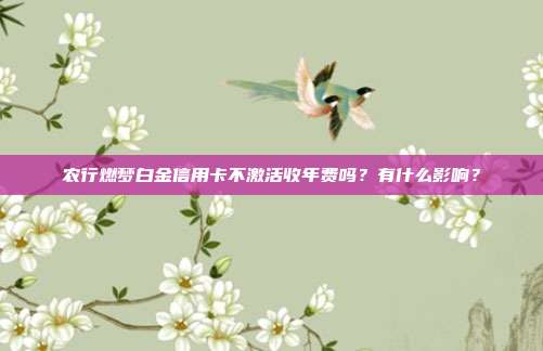 农行燃梦白金信用卡不激活收年费吗？有什么影响？