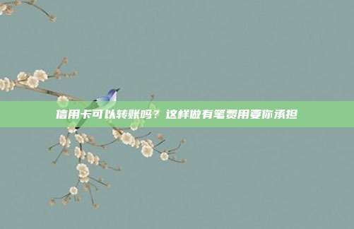 信用卡可以转账吗？这样做有笔费用要你承担