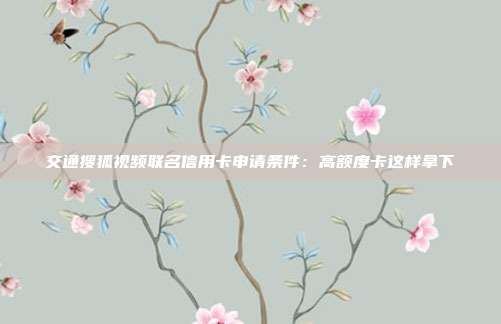交通搜狐视频联名信用卡申请条件：高额度卡这样拿下