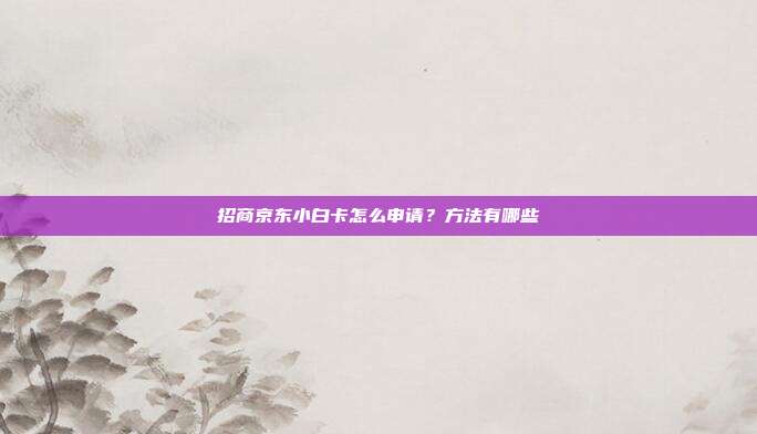 招商京东小白卡怎么申请？方法有哪些
