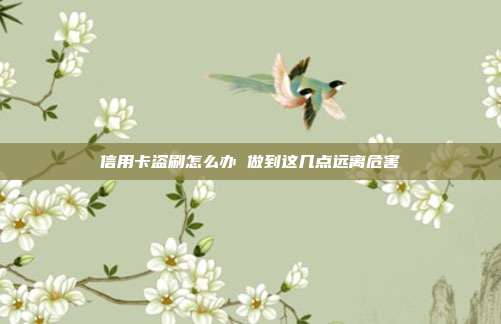 信用卡盗刷怎么办 做到这几点远离危害