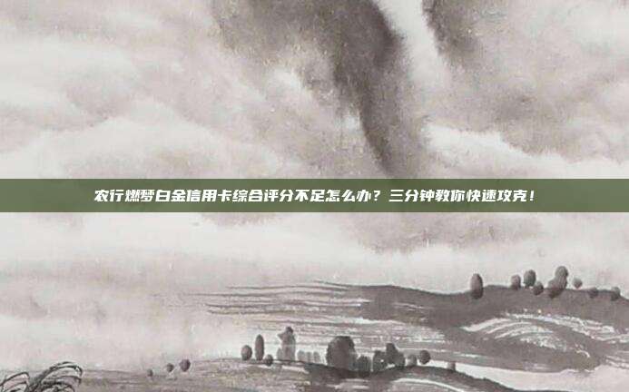 农行燃梦白金信用卡综合评分不足怎么办?三分钟教你快速攻克!