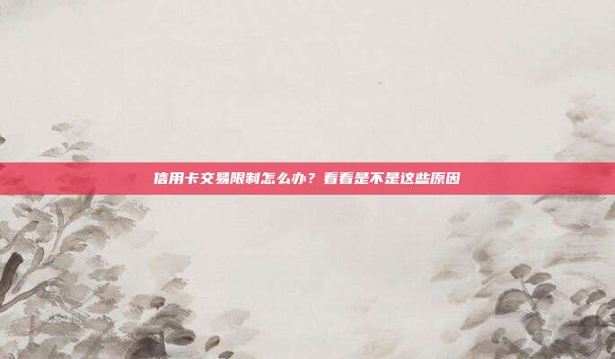 信用卡交易限制怎么办?看看是不是这些原因