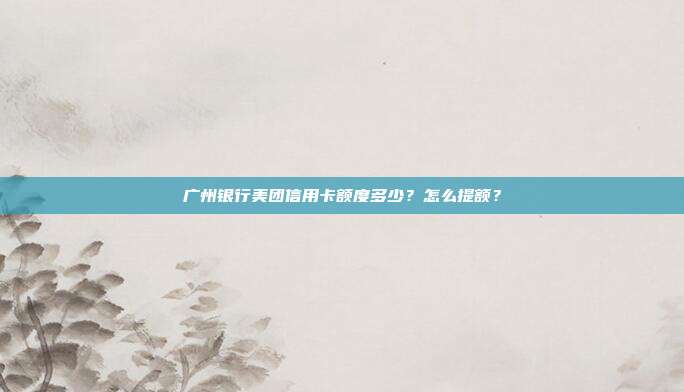 广州银行美团信用卡额度多少?怎么提额?