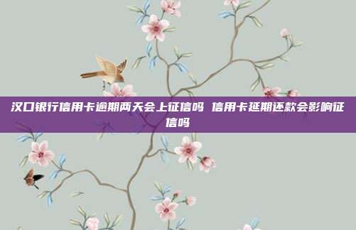 汉口银行信用卡逾期两天会上征信吗 信用卡延期还款会影响征信吗