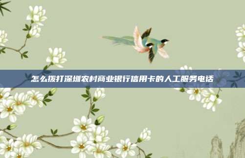 怎么拨打深圳农村商业银行信用卡的人工服务电话