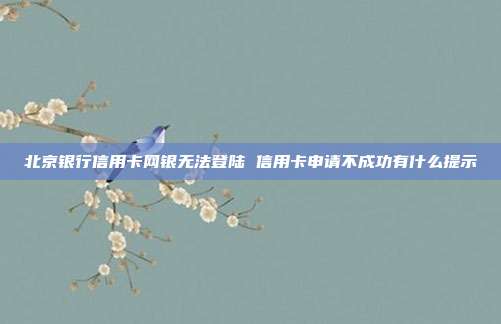 北京银行信用卡网银无法登陆 信用卡申请不成功有什么提示