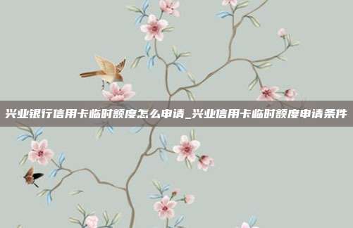 兴业银行信用卡临时额度怎么申请_兴业信用卡临时额度申请条件