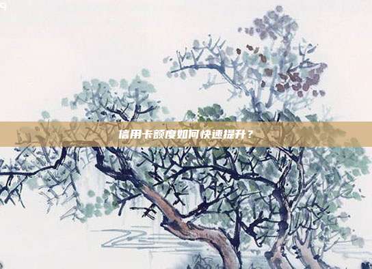 信用卡额度如何快速提升？