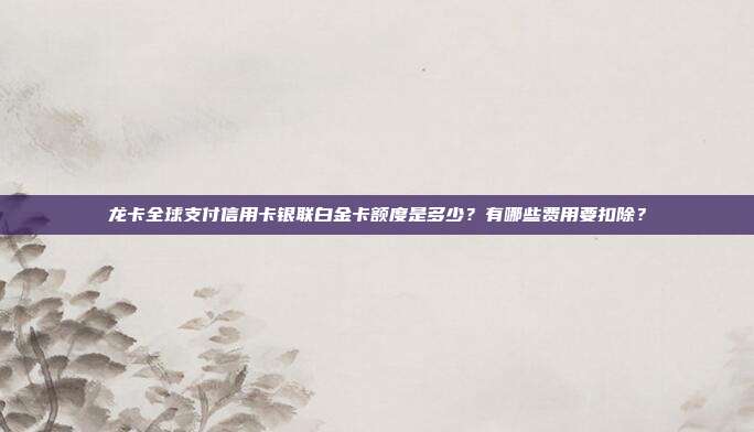 龙卡全球支付信用卡银联白金卡额度是多少?有哪些费用要扣除?