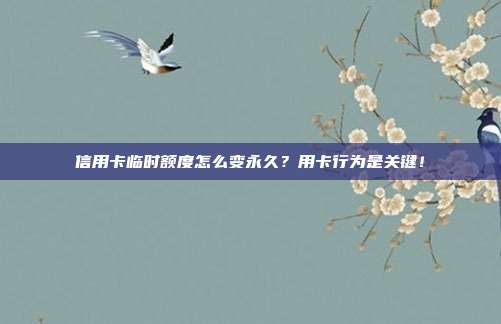 信用卡临时额度怎么变永久？用卡行为是关键！
