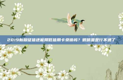 2019新版征信还能降低信用卡负债吗？很明显是行不通了