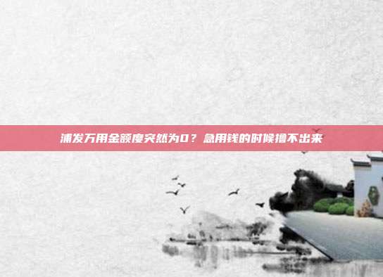 浦发万用金额度突然为0？急用钱的时候撸不出来