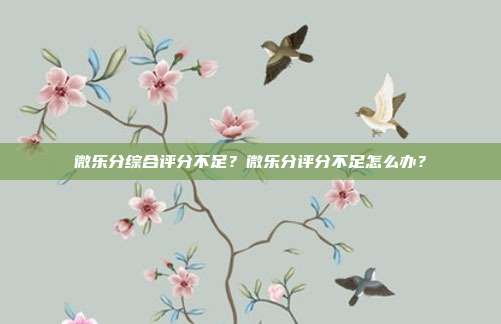微乐分综合评分不足？微乐分评分不足怎么办？