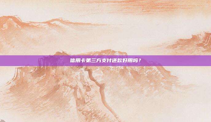 信用卡第三方支付还款好用吗？
