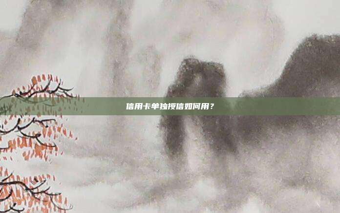 信用卡单独授信如何用？