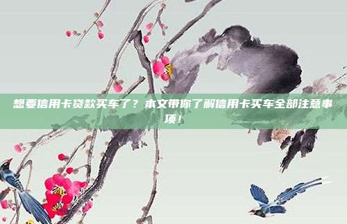 想要信用卡贷款买车了？本文带你了解信用卡买车全部注意事项！