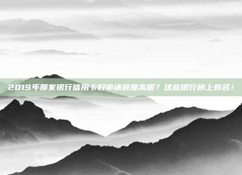 2019年那家银行信用卡好申请额度高呢？这些银行榜上有名！