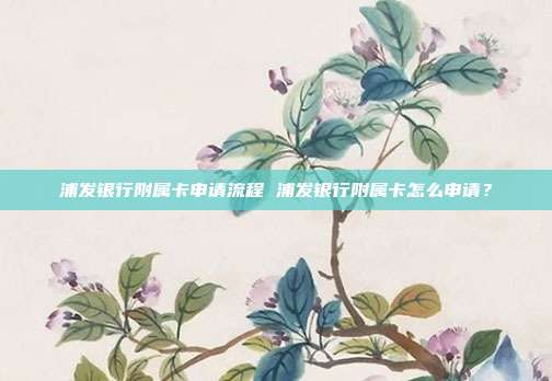 浦发银行附属卡申请流程 浦发银行附属卡怎么申请?