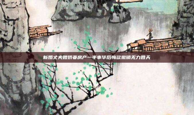 新婚丈夫赠娇妻房产一半事毕后悔欲撤销无力回天