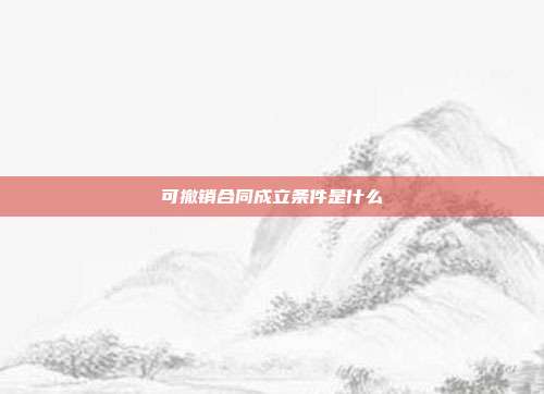 可撤销合同成立条件是什么
