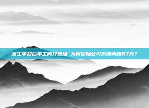 发生事故后车主离开现场 为何保险公司仍被判赔67万？